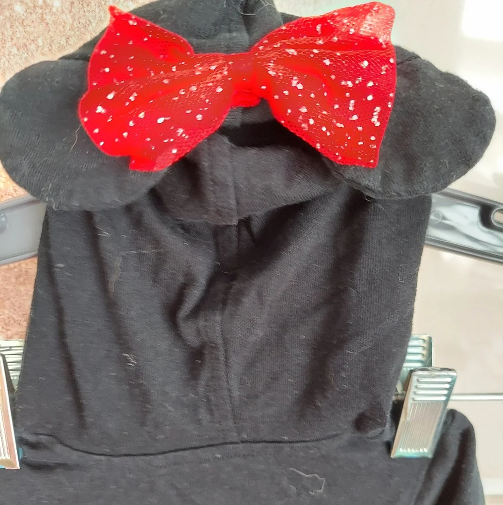 ⭐️5/$30-Minnie Mouse hooded outfit, 0-3 months, hood has ears and bow